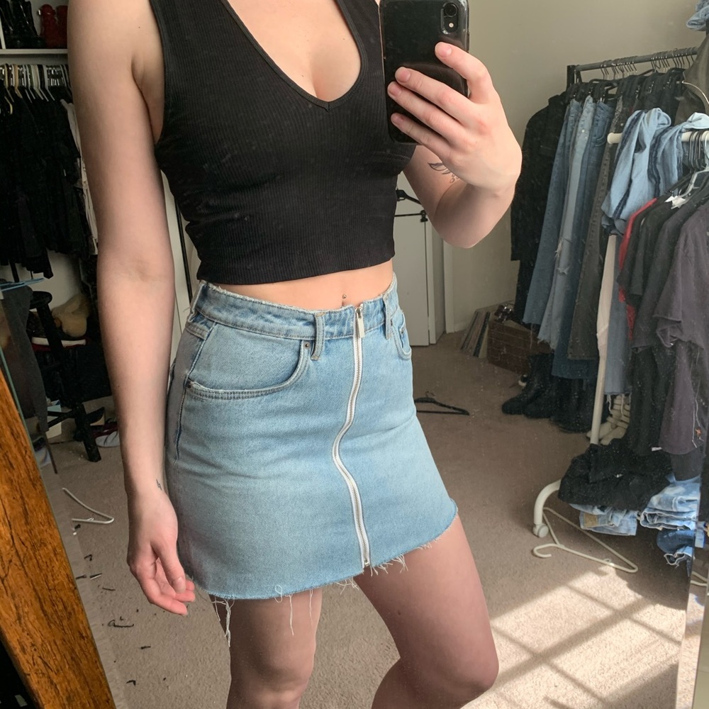Zara Zipper Denim Skirt